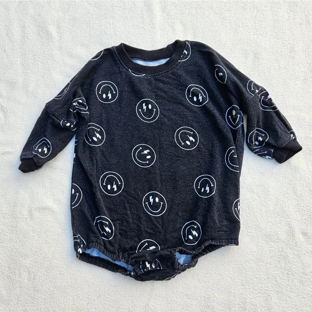 Brixton Phoenix Black and White Smiley Face Bubble Romper 12-18M